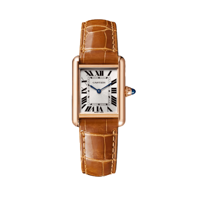 Cartier Tank Louis Cartier Silver Rose Gold Alligator Leather 22mm