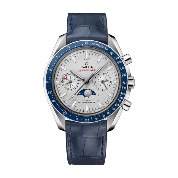 Omega Speedmaster Moonphase Grey Platinum Alligator Leather 44.3mm