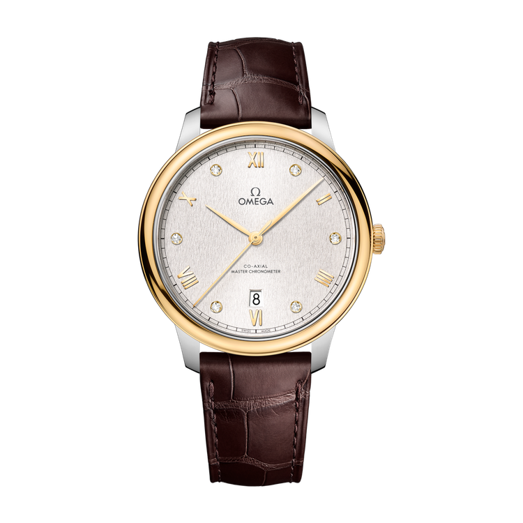 Omega De Ville Prestige Silver Two-Tone Alligator Leather 40mm