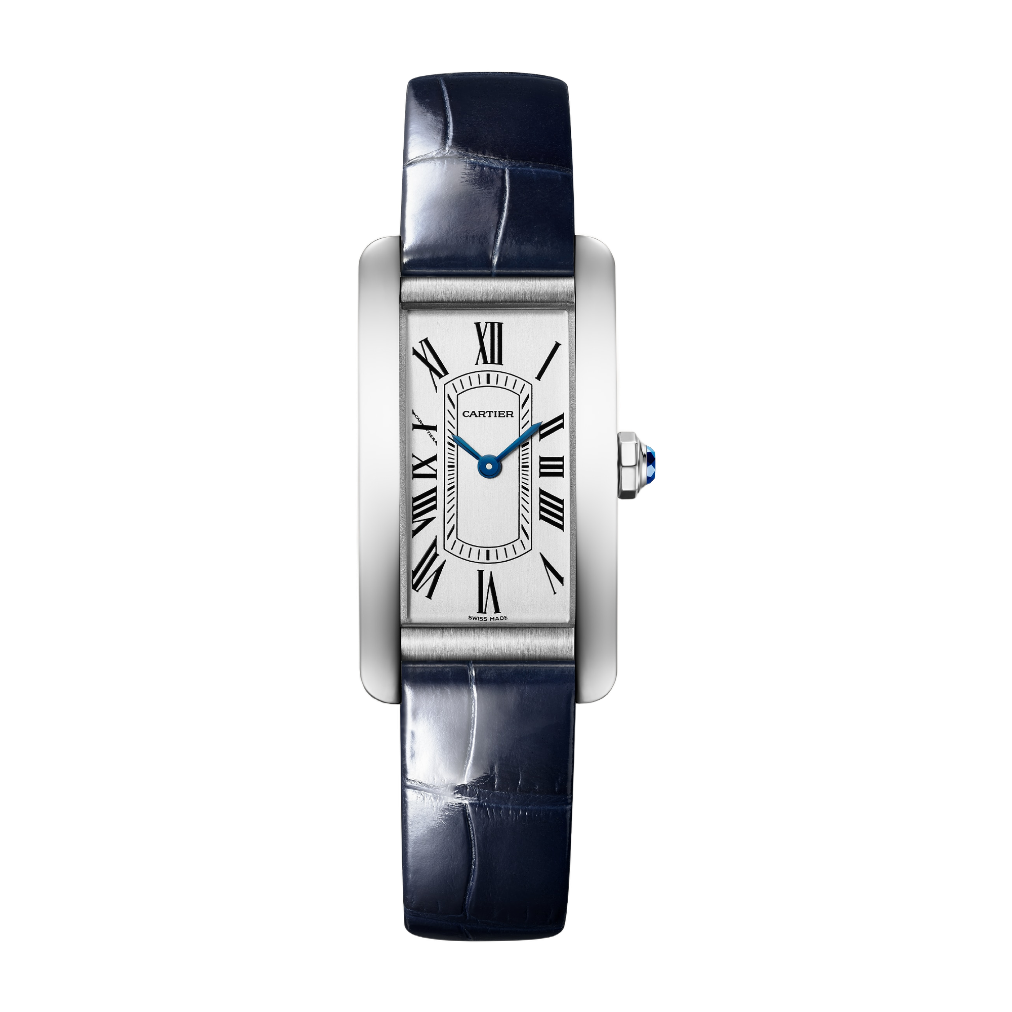 Cartier Tank Américaine Silver Steel Alligator Leather 19.4mm