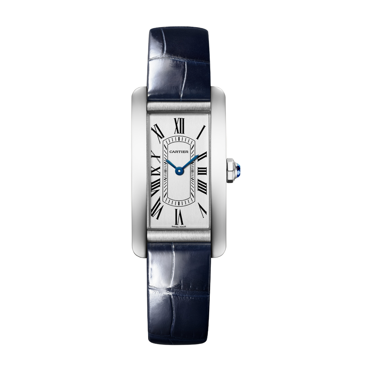 Cartier Tank Américaine Silver Steel Alligator Leather 19.4mm