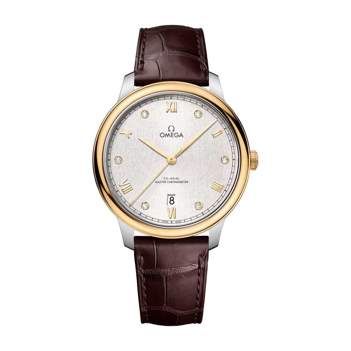 Omega De Ville Prestige Silver Two-Tone Alligator Leather 40mm