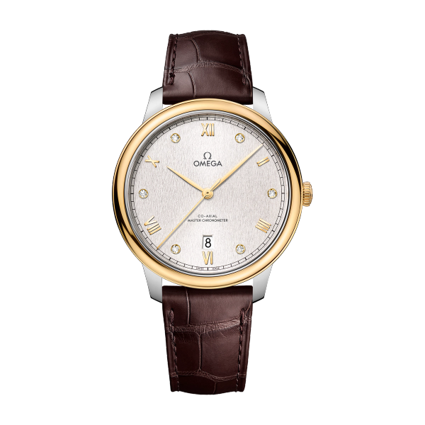 Omega De Ville Prestige Silver Two-Tone Alligator Leather 40mm
