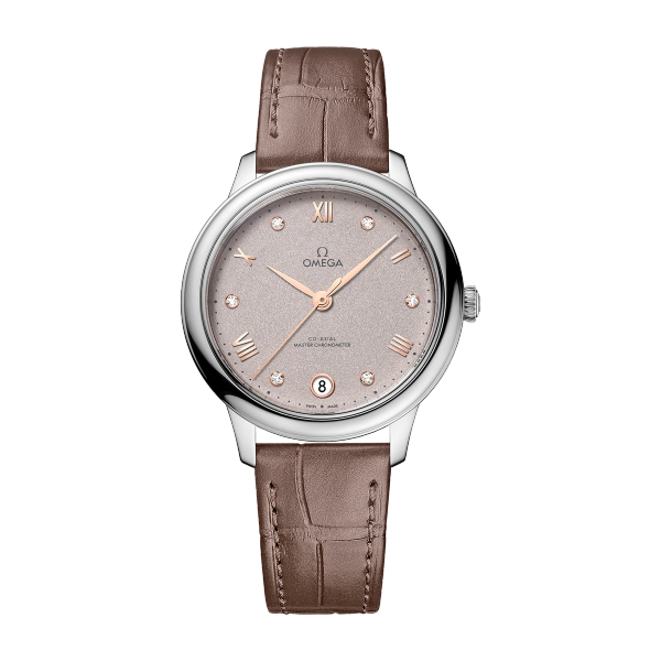 Omega De Ville Prestige Grey Steel Alligator Leather 34mm