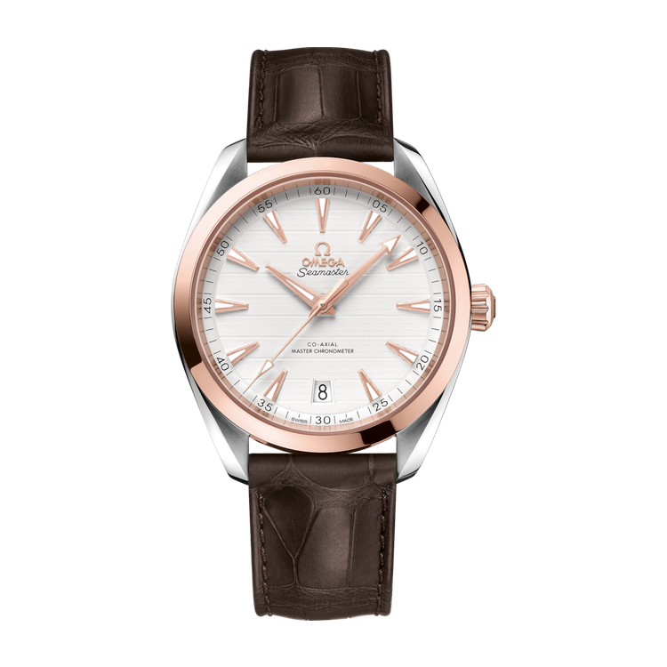 Omega Seamaster Aqua Terra 150M Silver Two-Tone Alligator Leather 41mm
