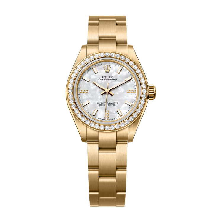 Rolex Oyster Perpetual 28 Mother of Pearl Yellow Gold 28mm