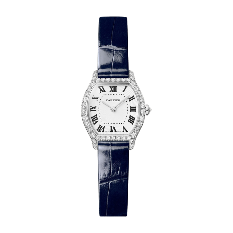 Cartier Tortue Mini White Yellow Gold Alligator Leather 20.9mm