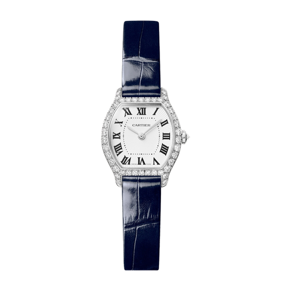 Cartier Tortue Mini White White Gold Alligator Leather 20.9mm