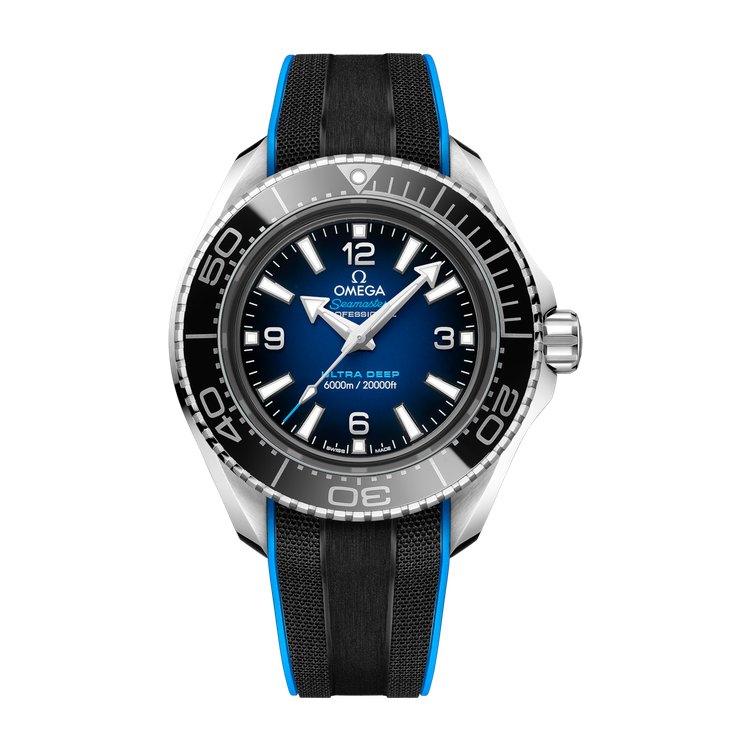 Omega "Ultra Deep" Seamaster Planet Ocean 6000M Blue Steel Rubber 45.5mm