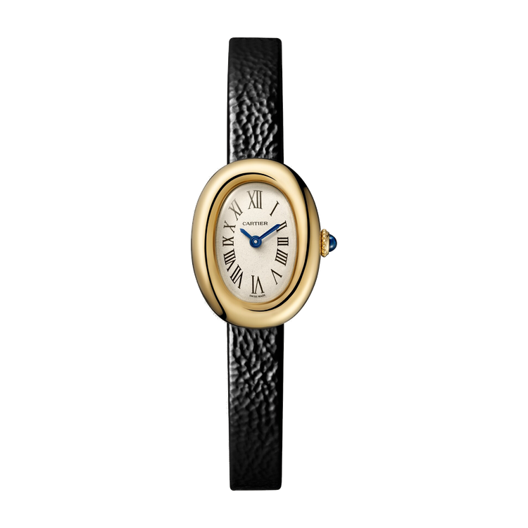 Cartier Baignoire Mini Silver Yellow Gold Leather 18.7mm