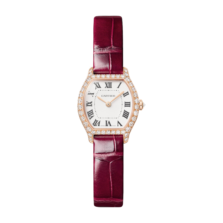 Cartier Tortue Mini White Rose Gold Alligator Leather 20.9mm