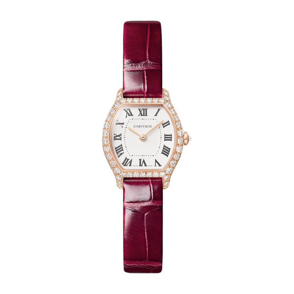Cartier Tortue Mini White Rose Gold Alligator Leather 20.9mm