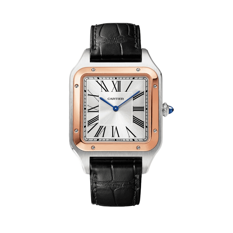 Cartier Santos Dumont Silver Leather 33.9mm
