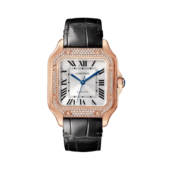 Cartier Santos De Cartier Silver Leather 8.83mm