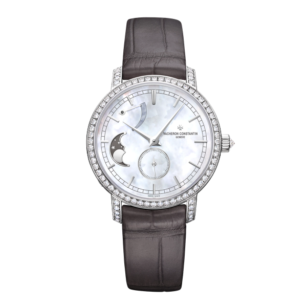 Vacheron Constantin Traditionnelle Moon Phase Mother of Pearl White Gold Alligator Leather 36mm