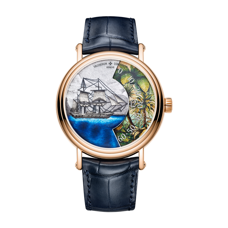 Vacheron Constantin Métiers d'Art Tribute to Explorer Naturalists Gold Rose Gold Alligator Leather 41mm
