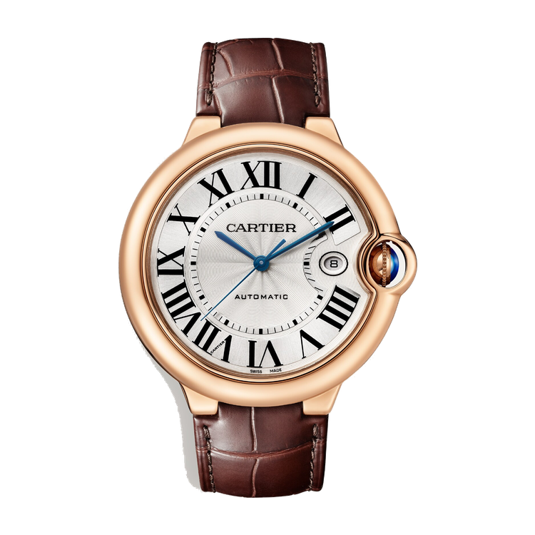 Cartier Ballon Bleu 42 mm Silver Rose Gold Alligator Leather 42mm