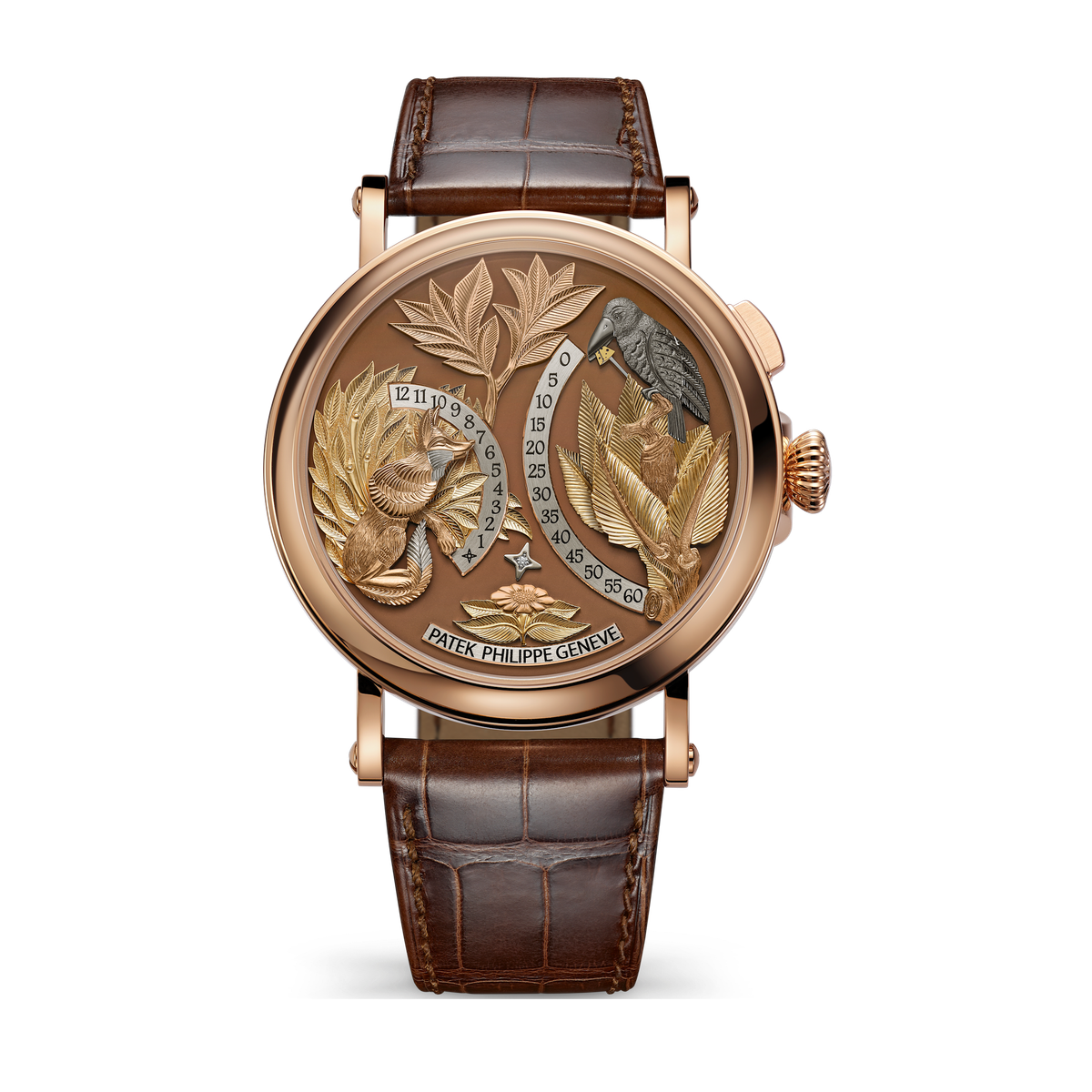 Patek Philippe Complications Brown Rose Gold Alligator Leather 43mm
