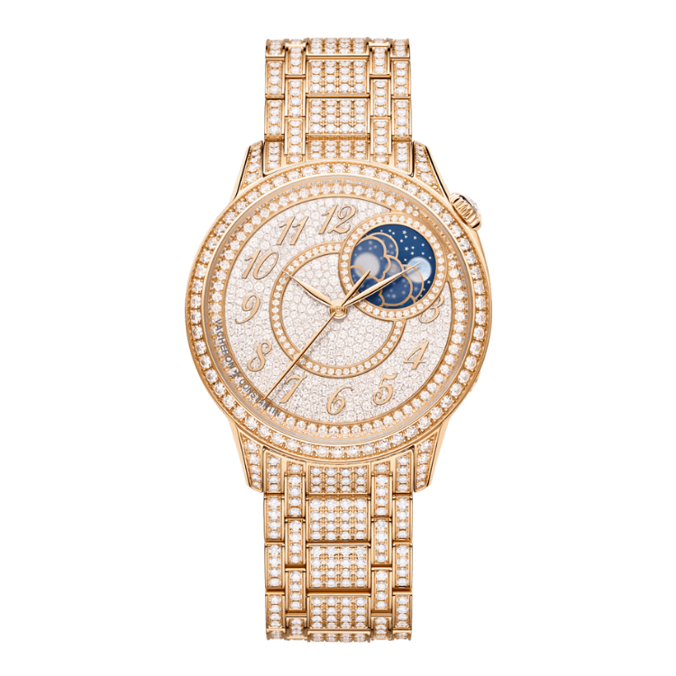 Vacheron Constantin Égérie Moon Phase Jewellery Diamond Pave Rose Gold 37mm