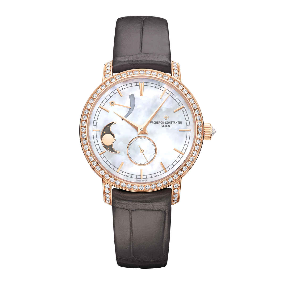 Vacheron Constantin Traditionnelle Moon Phase Mother of Pearl Rose Gold Alligator Leather 36mm