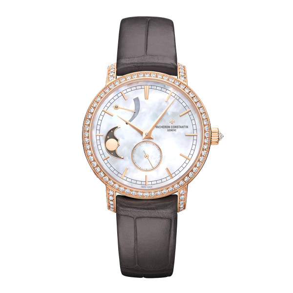 Vacheron Constantin Traditionnelle Moon Phase Mother of Pearl Rose Gold Alligator Leather 36mm