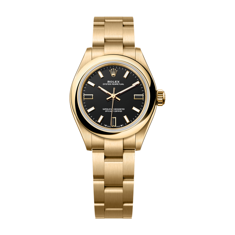 Rolex Oyster Perpetual 28 Black Yellow Gold 28mm