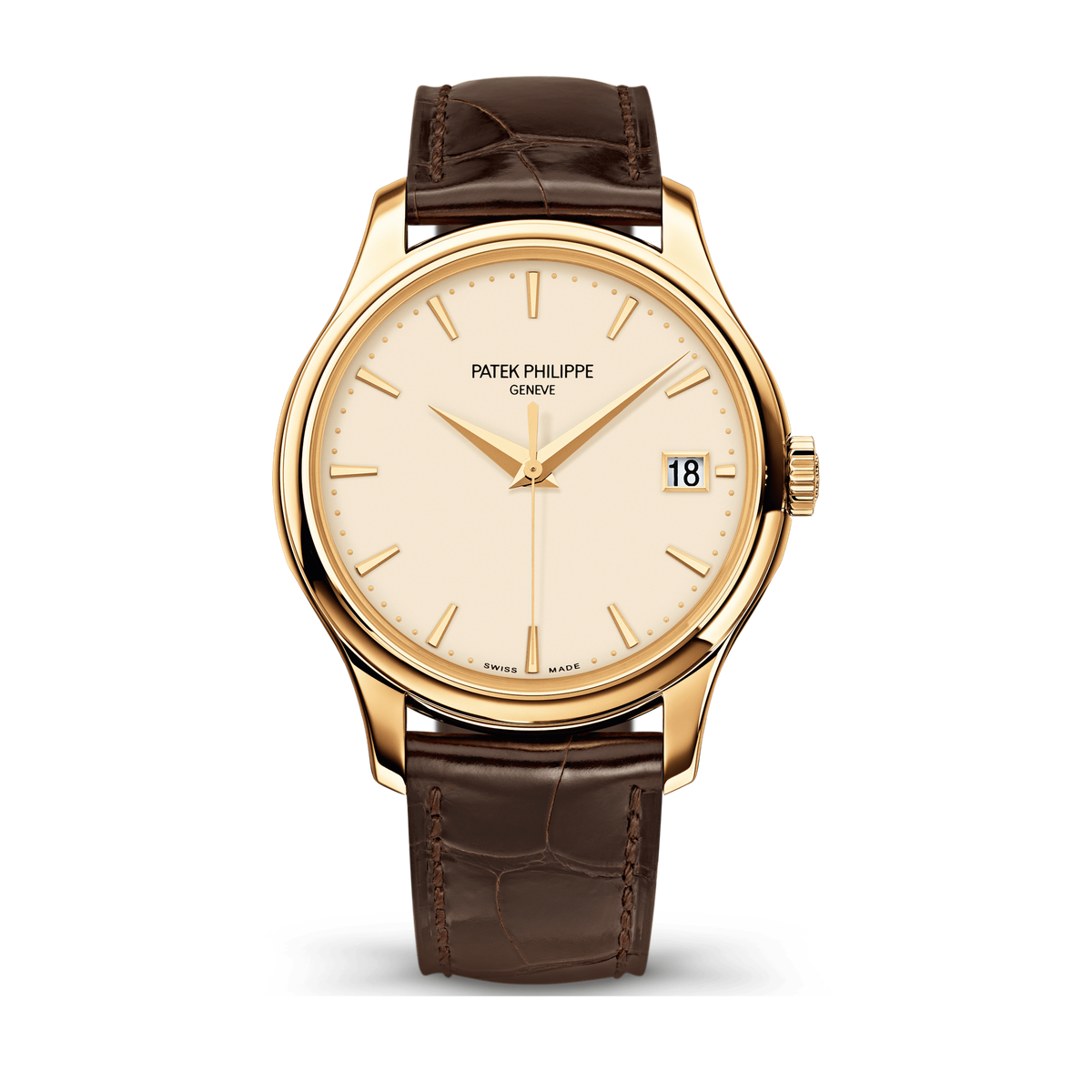 Patek Philippe Calatrava Ivory Yellow Gold Alligator Leather 39mm