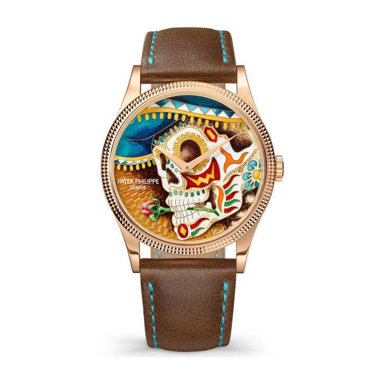 Patek Philippe "The Man with a Rose" Rare Handcrafts Orange Rose Gold Leather 38mm