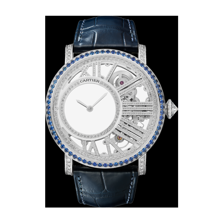 Cartier Rotonde Skeleton White Gold Alligator Leather 42mm