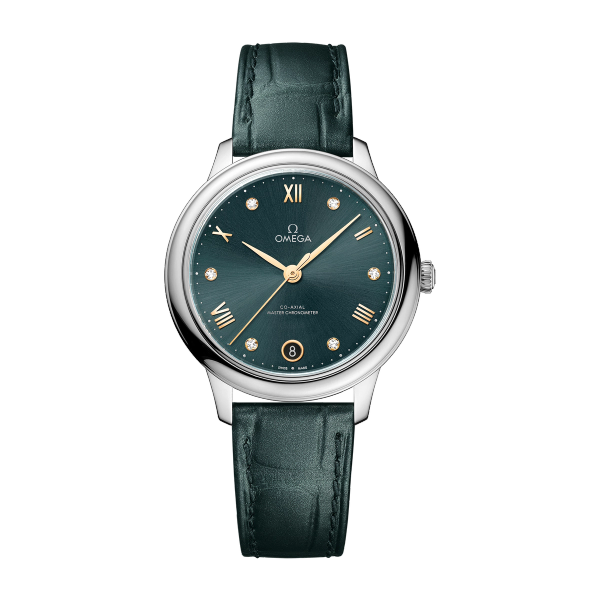 Omega De Ville Prestige Green Steel Alligator Leather 34mm
