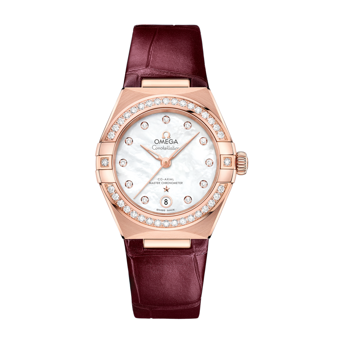 Omega Constellation White Rose Gold Alligator Leather 29mm