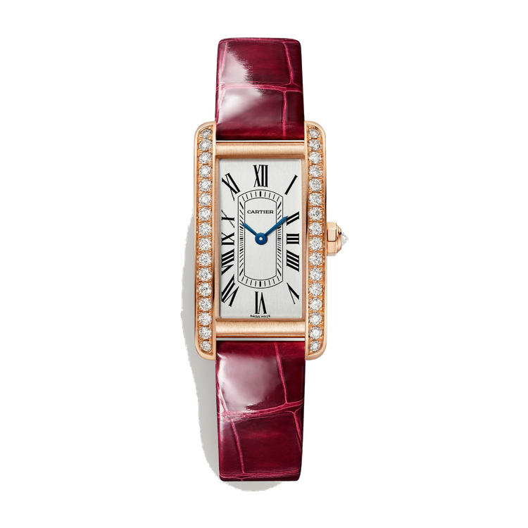 Cartier Tank Américaine Silver Rose Gold Alligator Leather 19.4mm