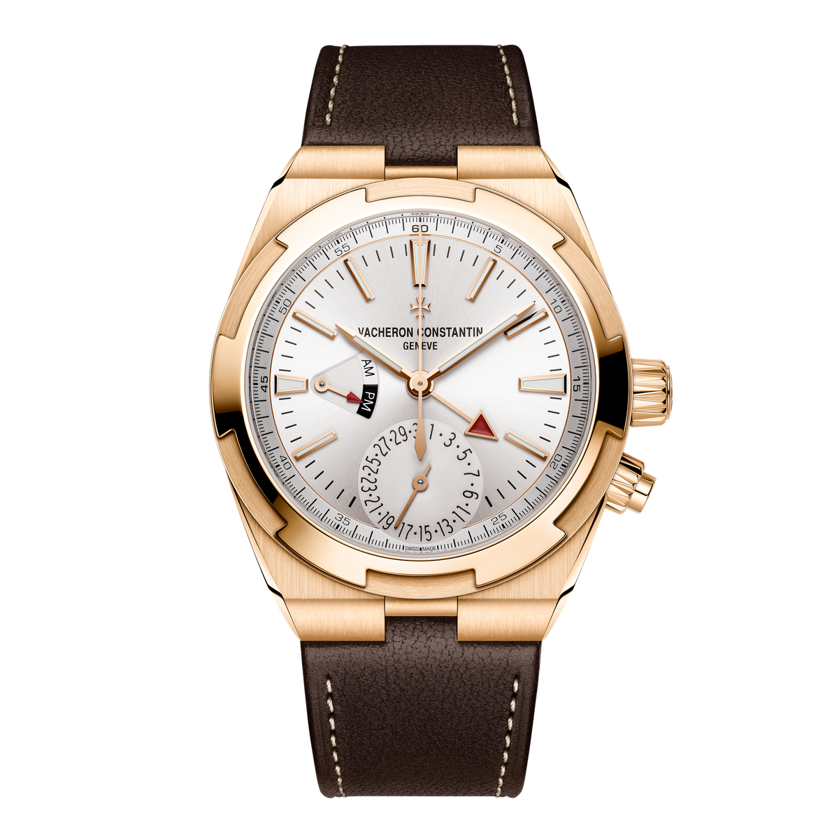 Vacheron Constantin Overseas Dual Time Silver Rose Gold Rubber 41mm