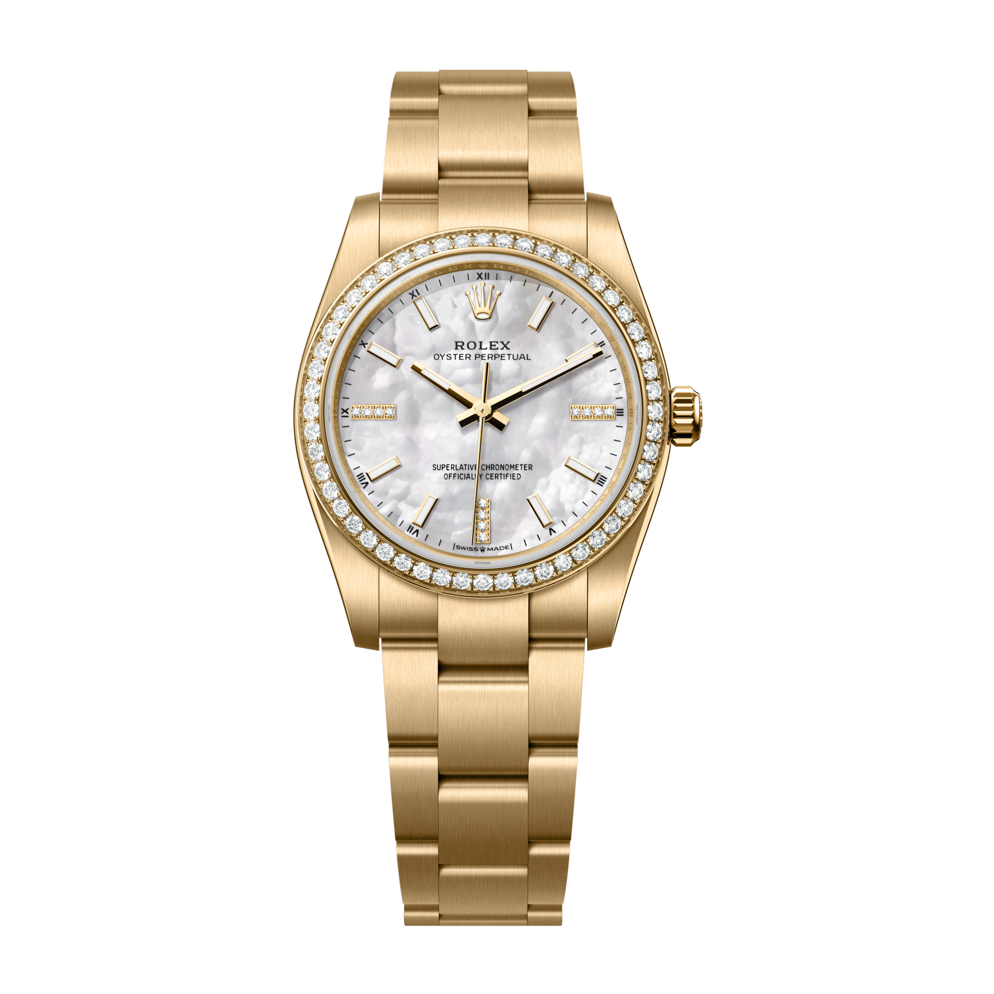 Rolex Oyster Perpetual 34 Mother of Pearl Yellow Gold 34mm