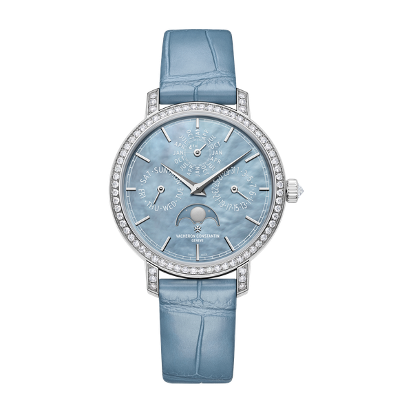 Vacheron Constantin Traditionnelle Perpetual Calendar Ultra-thin Mother of Pearl White Gold Alligator Leather 36.5mm