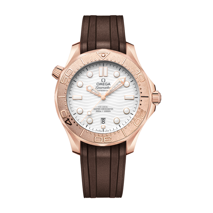 Omega Seamaster Diver 300M White Rose Gold Rubber 42mm