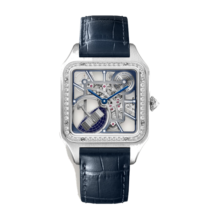 Cartier Santos-Dumont Skeleton White Gold Alligator Leather 31.4mm