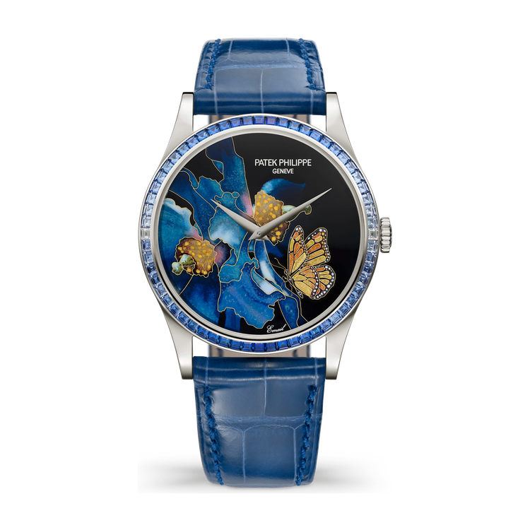 Patek Philippe "Blue Butterfly" Rare Handcrafts White Gold Alligator Leather 38mm
