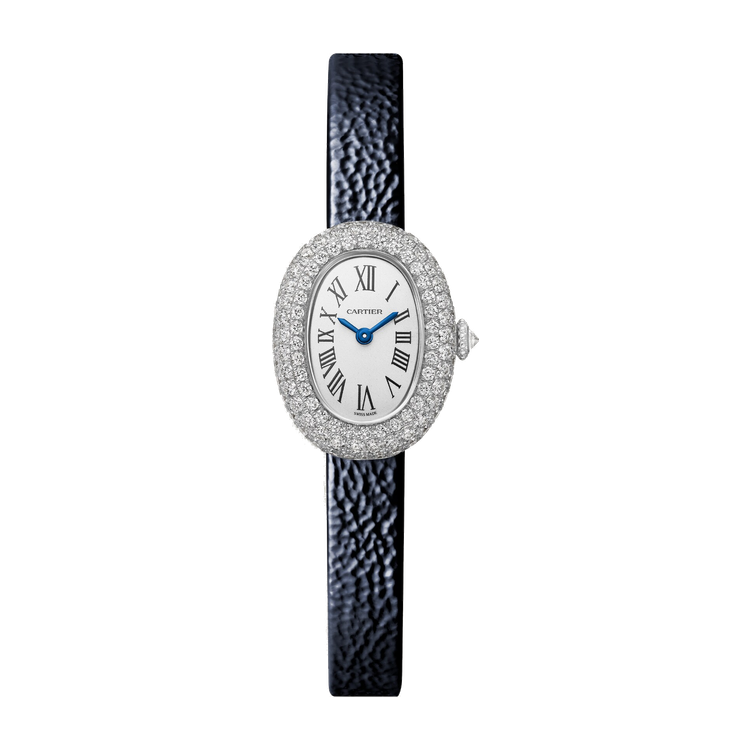 Cartier Baignoire Mini Silver White Gold Leather 18.7mm