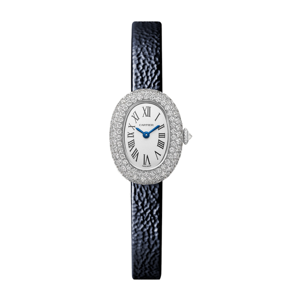 Cartier Baignoire Mini Silver White Gold Leather 18.7mm