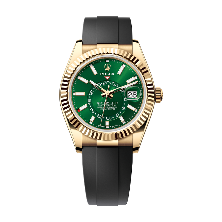 Rolex Sky-Dweller Green Yellow Gold Rubber 42mm