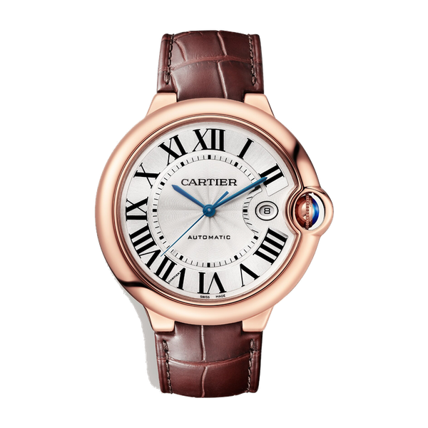 Cartier Ballon Bleu 42 mm Silver Rose Gold Alligator Leather 42mm