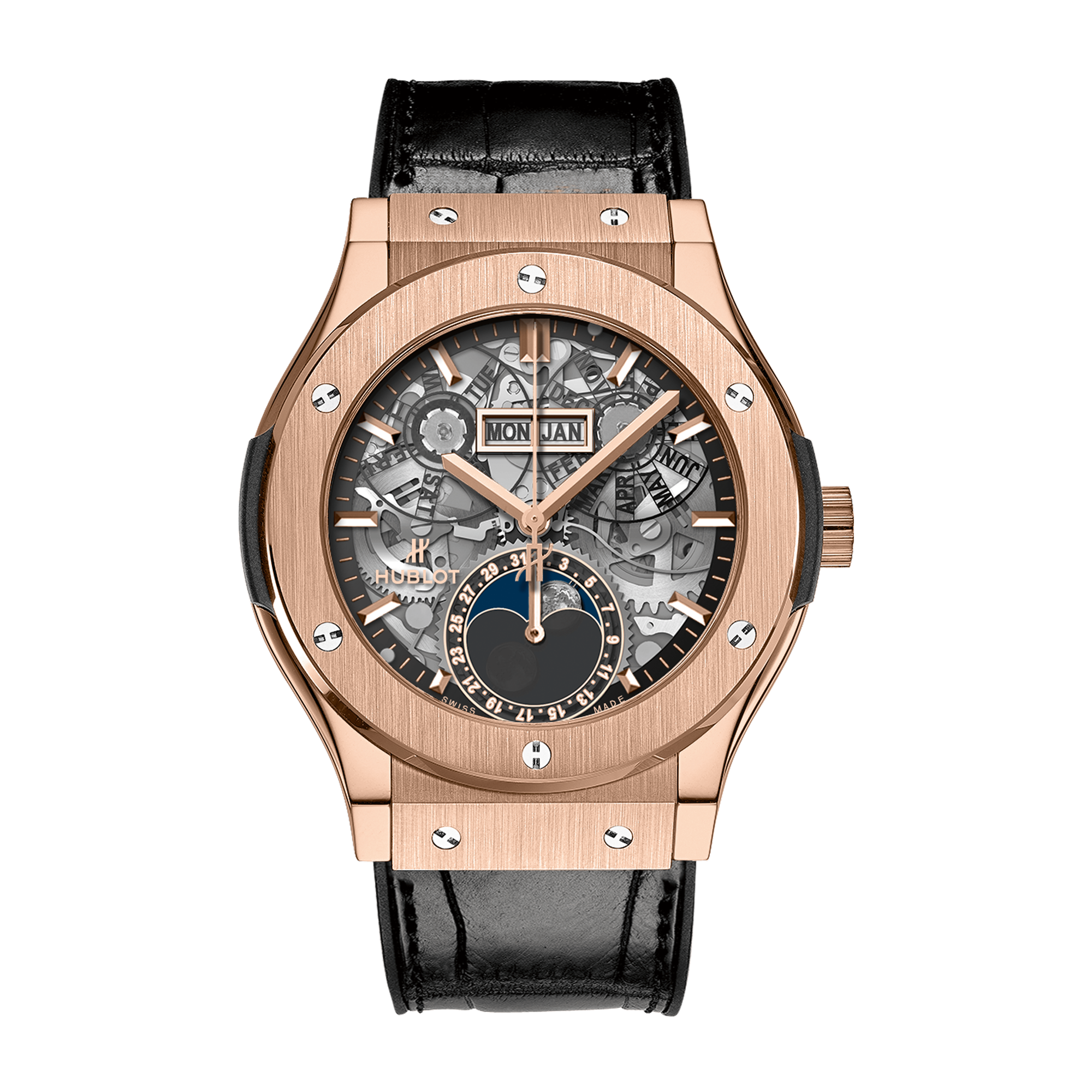Hublot Classic Fusion Skeleton King Gold Alligator Leather 42mm