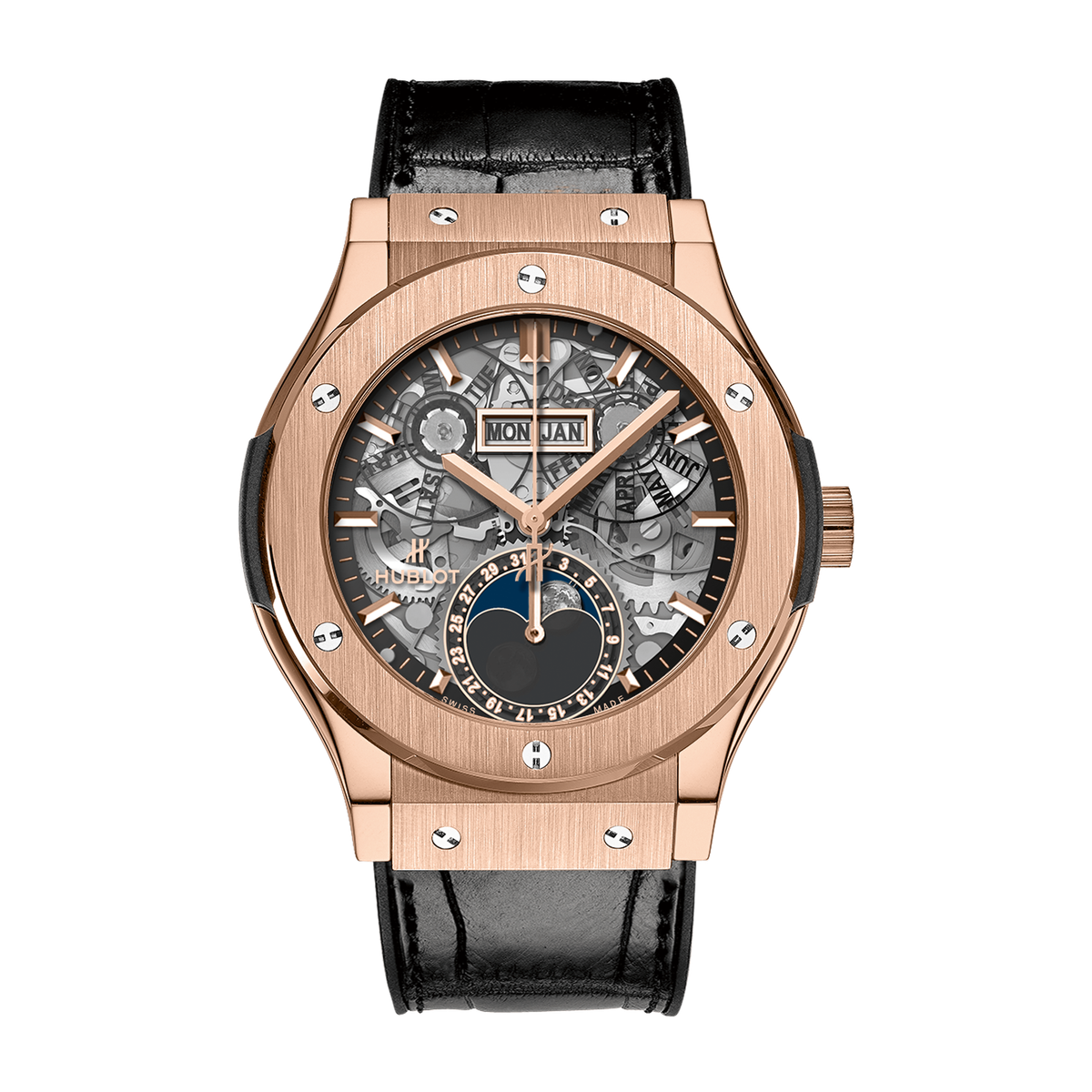 Hublot Classic Fusion Skeleton King Gold Alligator Leather 42mm