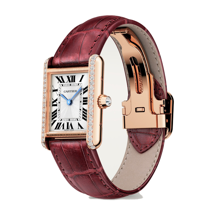 Cartier Tank Louis Cartier Silver Rose Gold Alligator Leather 22mm