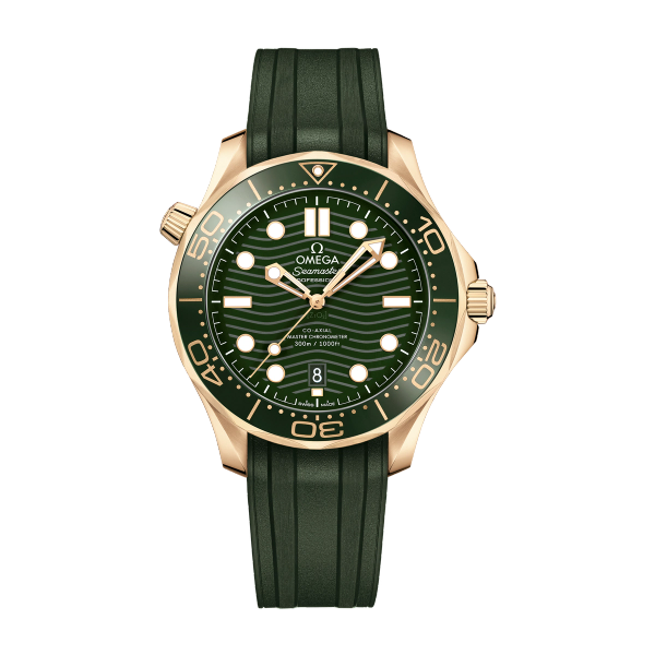 Omega Seamaster Diver 300M Green Yellow Gold Rubber 42mm