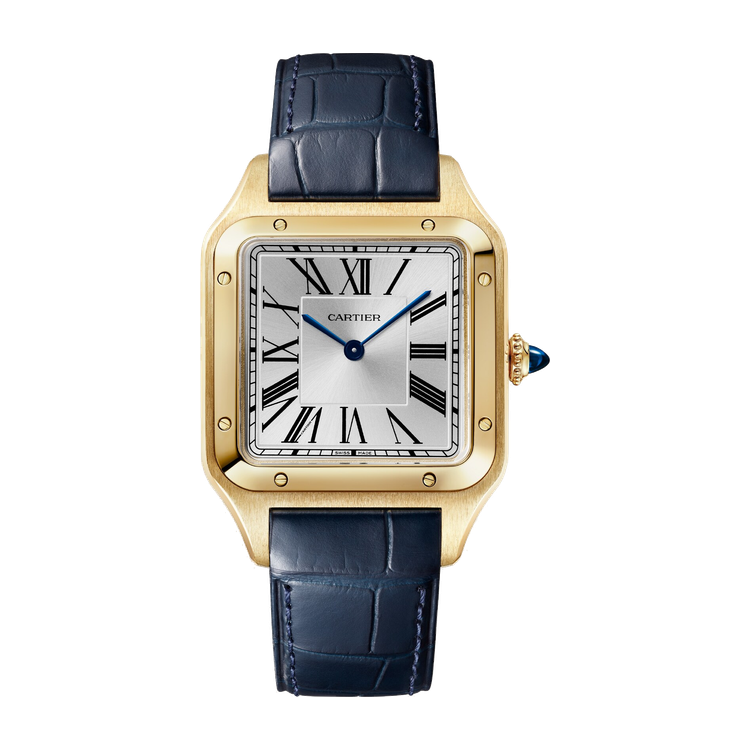 Cartier Santos-Dumont Large Silver Yellow Gold Alligator Leather 31.4mm