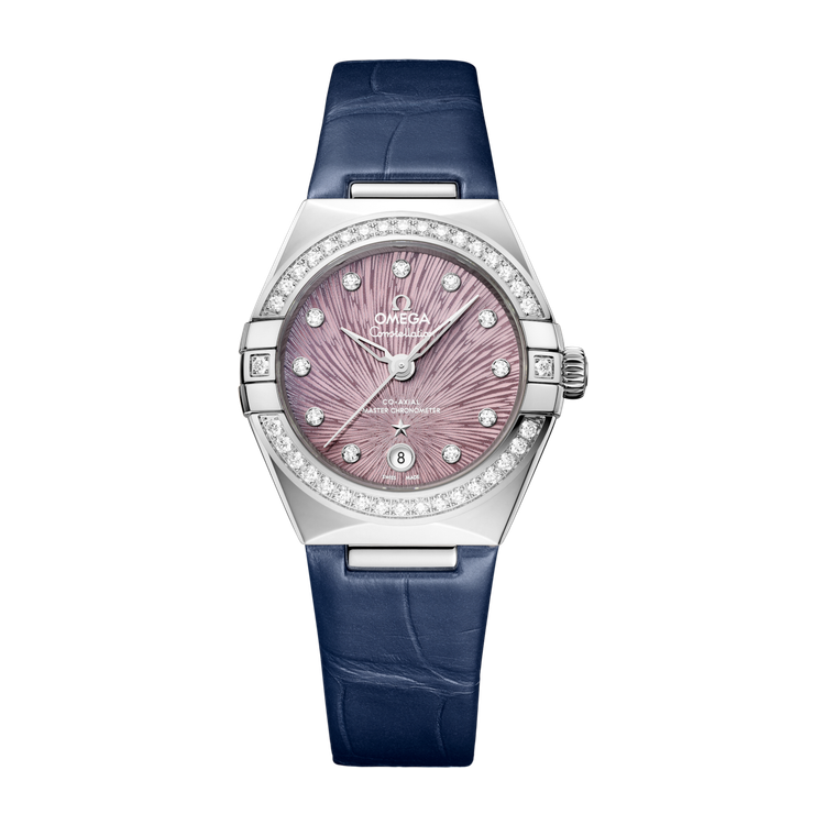 Omega Constellation Purple Steel Alligator Leather 29mm
