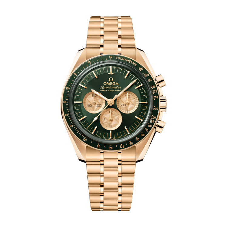 Omega Speedmaster Moonwatch Professional Green Yellow Gold 42mm