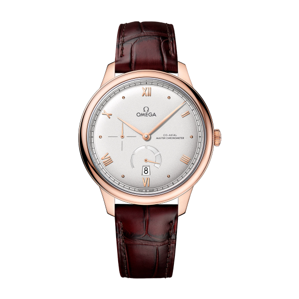 Omega De Ville Prestige Silver Rose Gold Alligator Leather 41mm